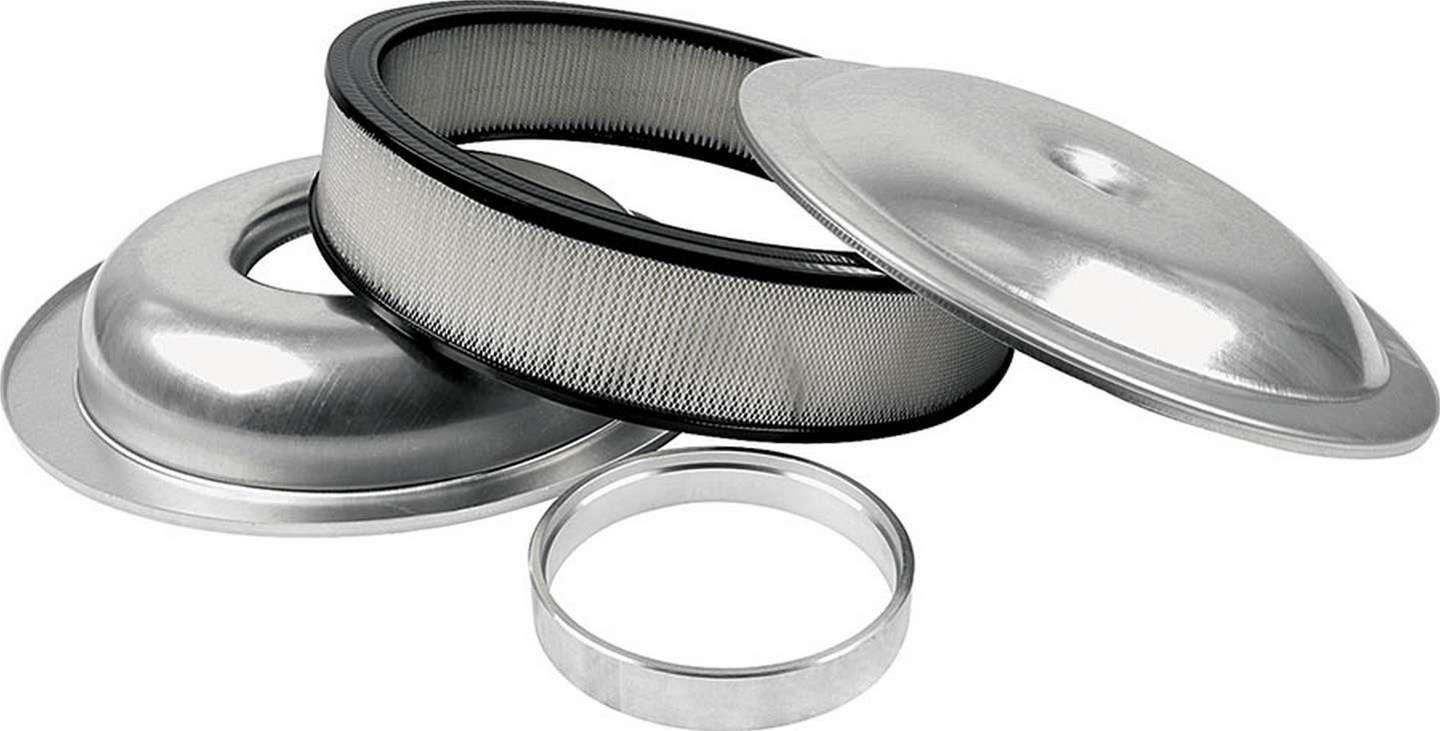 Allstar Performance Aluminum Air Cleaners ALL25912 Cleaners, Round, 1.50 in. Dropped Base, Aluminum, Natural, 14 in. Diameter, White Paper Filter, Each