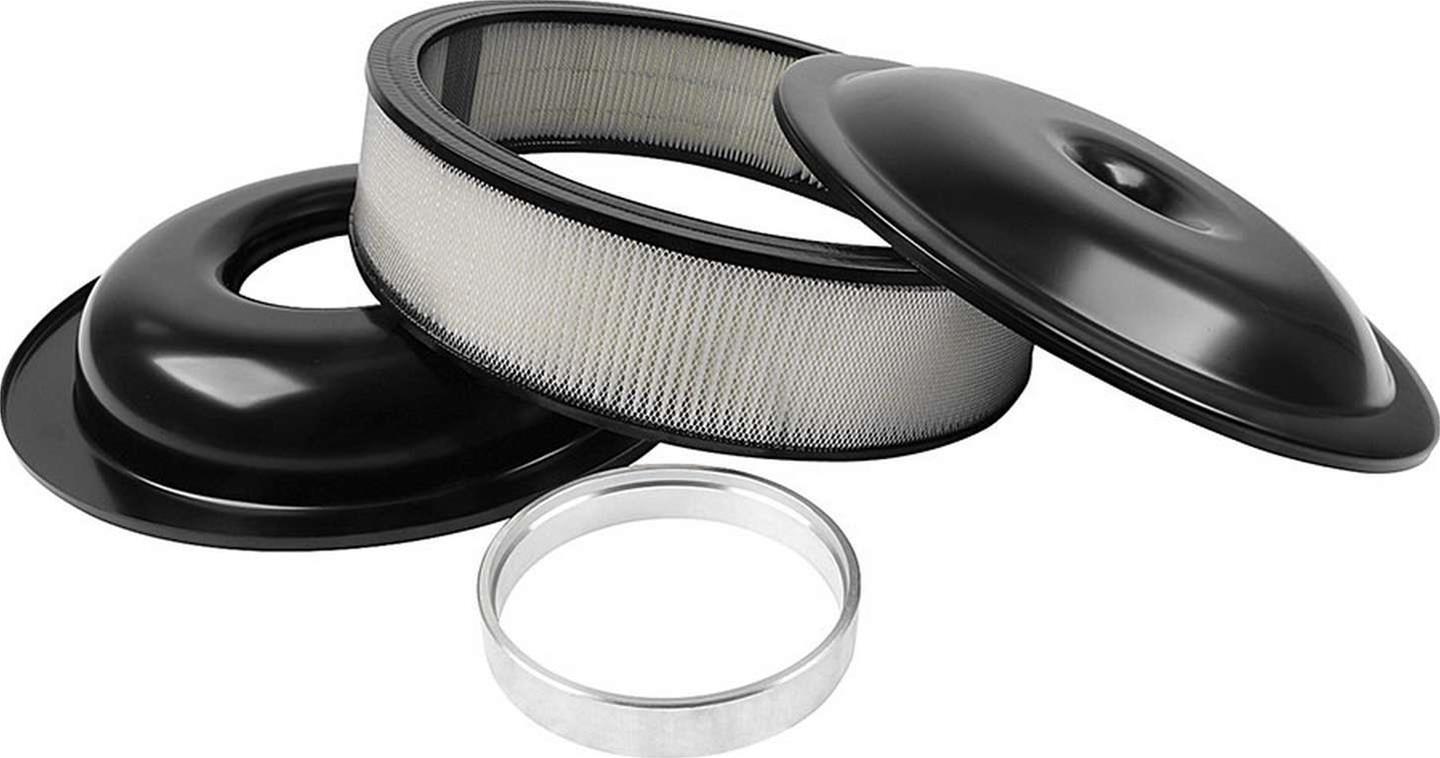 Allstar Performance Aluminum Air Cleaners ALL25915 Cleaner, 14 in. Diameter, Round, Aluminum, Black, 1.5 in. Dropped Base, 1 in. Spacer, 4 in. Filter Height, Each