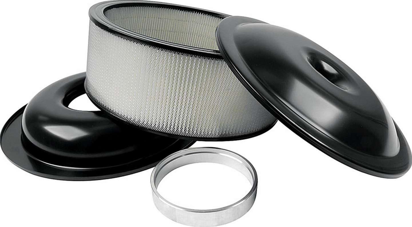 Allstar Performance Aluminum Air Cleaners ALL25917 Cleaner, 14 in. Diameter, Round, Aluminum, Black, 1.5 in. Dropped Base, 1 in. Spacer, 5 in. Filter Height, Each