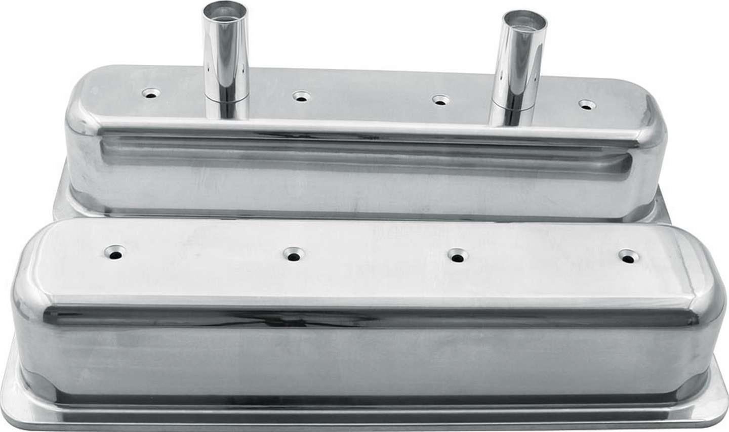 Allstar Performance Cast Aluminum Valve Covers ALL26137 Covers, Tall, Centerbolt Mounting Style, Aluminum, Polished, Chevy, 305, 350, Pair