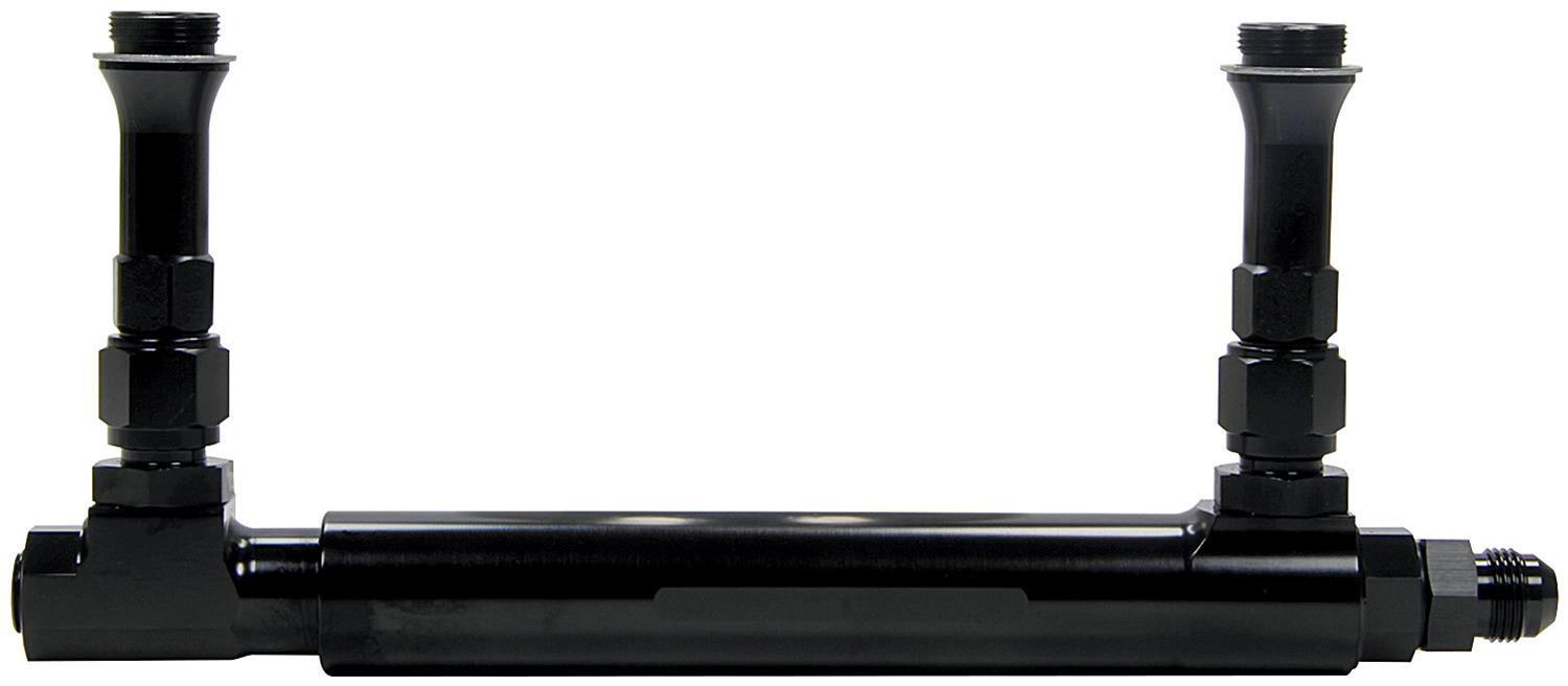 Allstar Performance Fuel Logs ALL26150 Carburetor Feed Lines, Logs, Aluminum, Black Anodized, One -8 AN Inlet, Two 7/8-20 in. Outlets, Male Threads, Holley, 4150/4150 HP, 4500/4500 HP, Each
