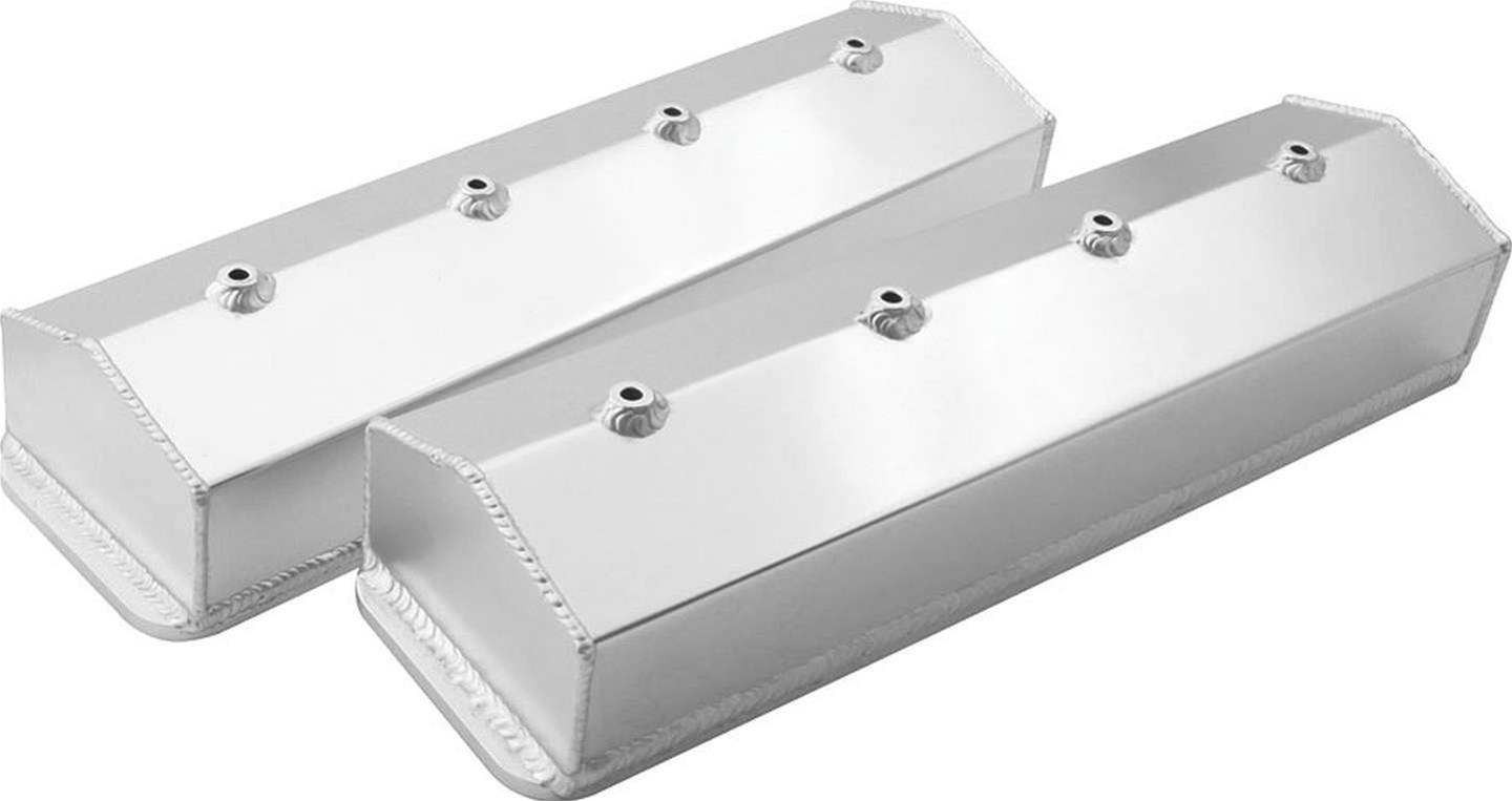 Allstar Performance Fabricated Aluminum Valve Covers ALL26172 Covers, Tall, Centerbolt Mounting Style, Aluminum, Natural, Chevy, 305, 350, Pair
