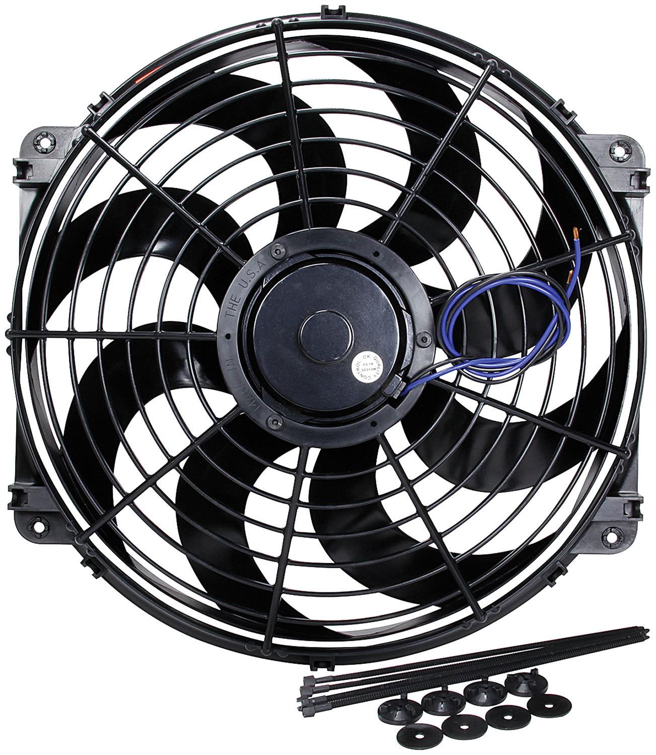 14.75 Inch 1,980 CFM Allstar Performance Curved Blade Electric Fan ALL30076 Fan, Single, in. Diameter, Reversible, cfm, Black, Plastic, Kit