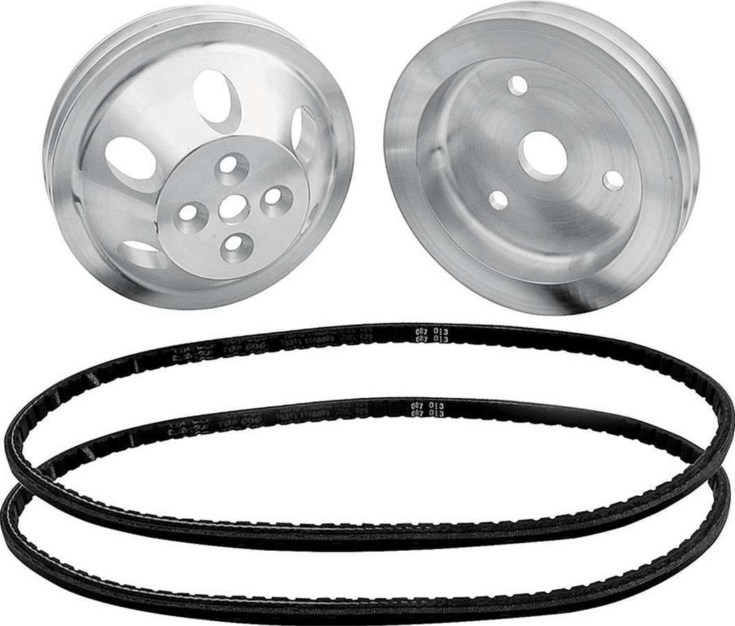 Allstar Performance 1:1 Ratio Pulley Kits ALL31083 Pulleys, Ratio, V-belt, Aluminum, Machined, Crankshaft Pulley, Water Pump Pulley, Chevy, Small Block, Short, Kit