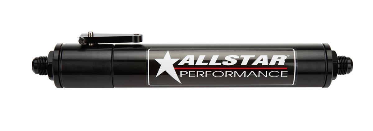 Allstar Performance Fuel Filter with Shut-Off Valves -8 AN Inlet Size ALL40197 Filter, With Valve, Inlet, Outlet, Aluminum, Black, Each