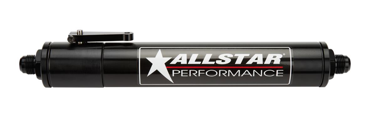 Allstar Performance Fuel Filter with Shut-Off Valves -10 AN Inlet Size ALL40198 Filter, With Valve, Inlet, Outlet, Aluminum, Black, Each
