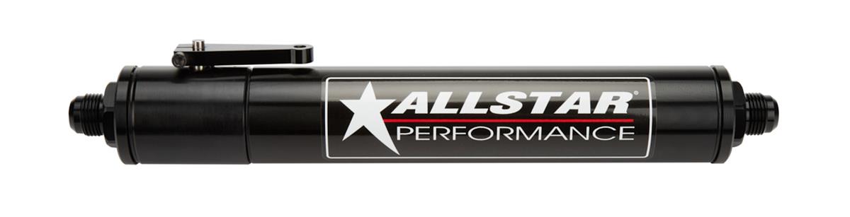 Allstar Performance Fuel Filter with Shut-Off Valves -12 AN Inlet Size ALL40199 Filter, With Valve, Inlet, Outlet, Aluminum, Black, Each