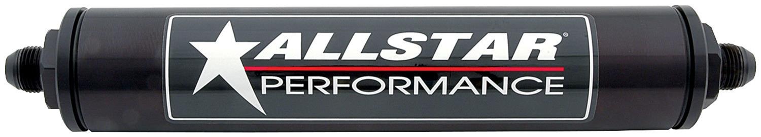 Allstar Performance Inline Aluminum 63 Microns Fuel Filter with -8 AN Inlet Size ALL40218 Filter, Aluminum, Black Anodized, Stainless Mesh Element, Male Inlet/Outlet, 2 in. Diameter, 12 in. Length, Each