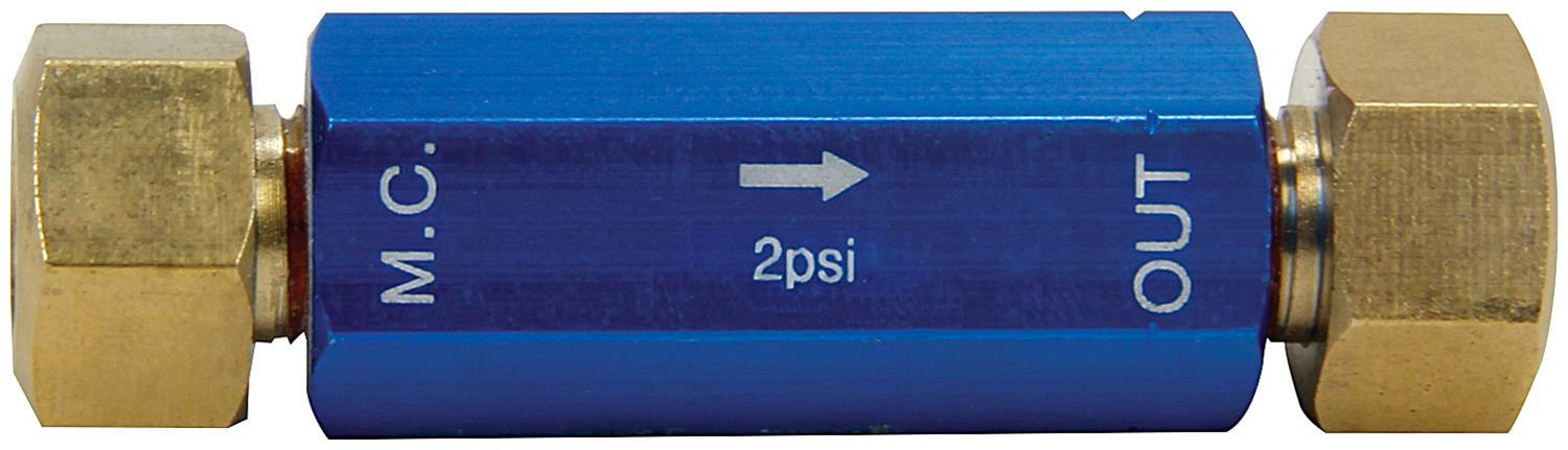 Allstar Performance Residual Check Valves ALL41048 Pressure Valve, Blue Anodized, 2 psi, 3/16 in.Female Thread Size, 3/16 in. Male Thread Size, Each