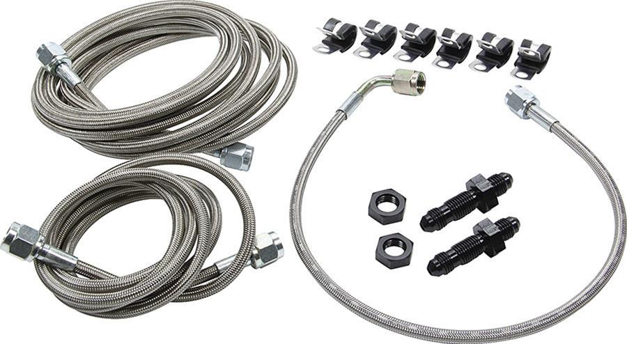 Allstar Performance Brake Hoses, Sets ALL42060 Kits include braided lines to reach from the front calipers to inside the foot box. Braided lines are #3 size