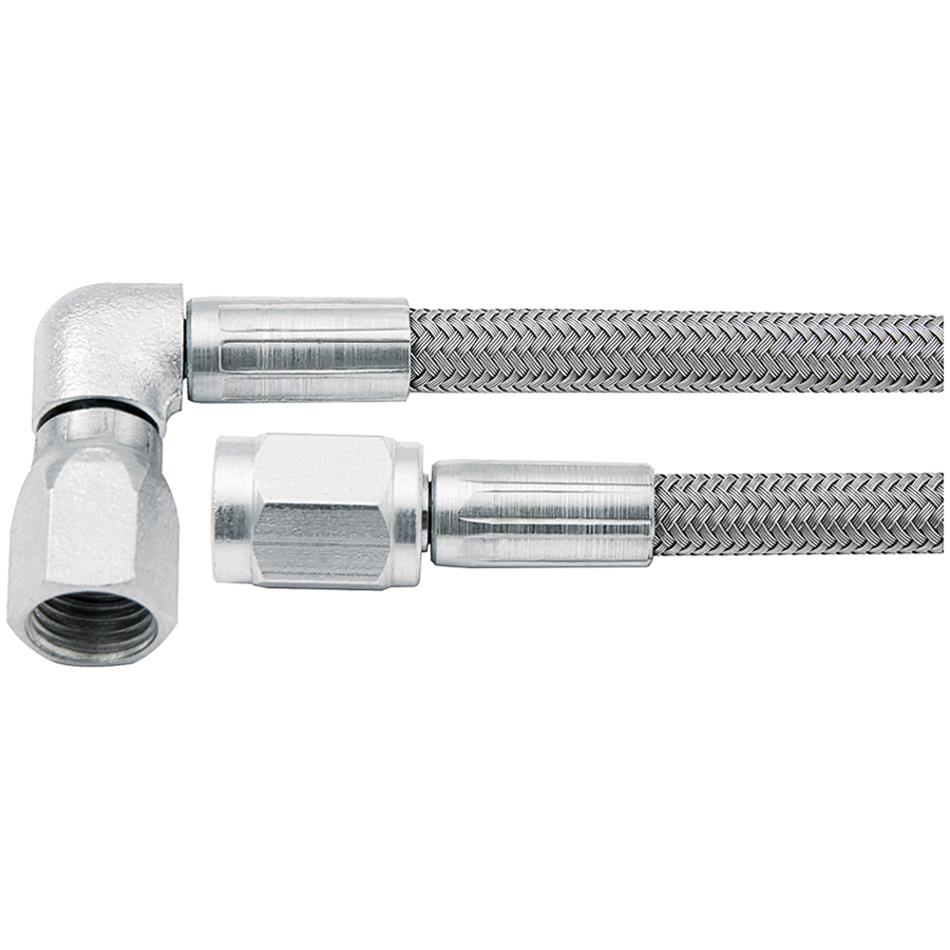 Allstar Performance Braided Steel Lines ALL46302-28 Brake Line, Stainless Steel, 28 in. Length, -3 AN Hose, -3 AN Female, -3 AN 90 Degree Female, Each