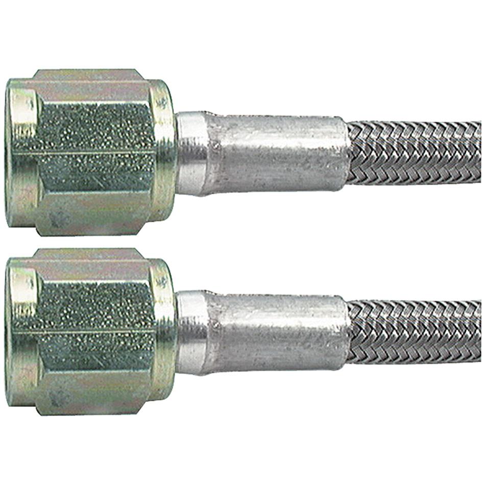 Allstar Performance Braided Steel Lines ALL46310-9 Brake Lines, Stainless Steel, -4 AN, Straight, Female Threads, 9.00 in. Length, Each