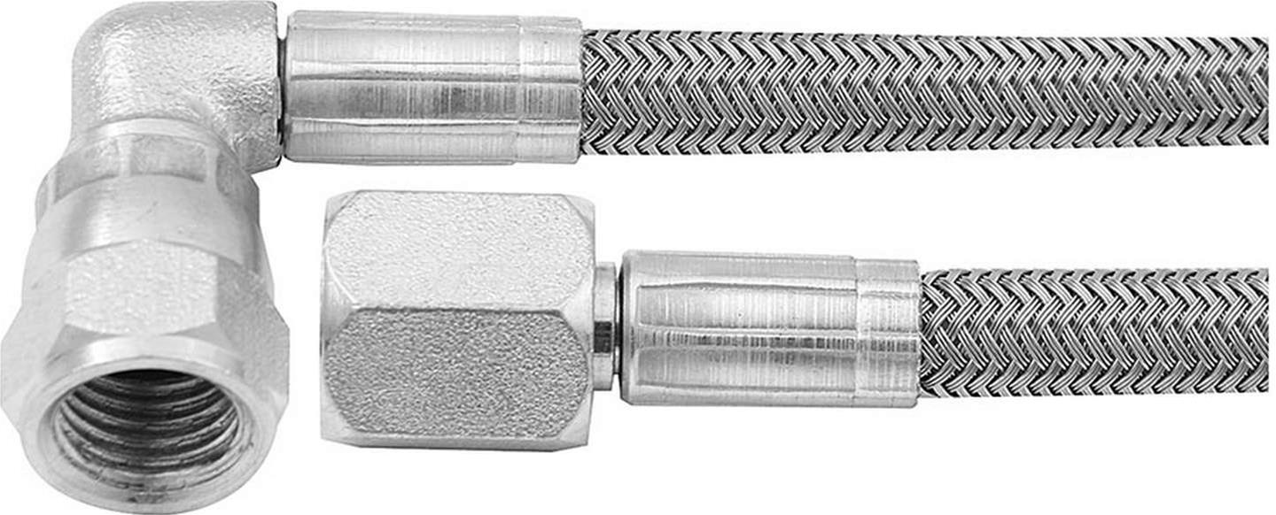 Allstar Performance Braided Steel Lines ALL46402-42 Brake Line, Stainless Steel, 42 in. Length, -4 AN Hose, -4 AN Female, -4 AN Female 90 Degree, Each