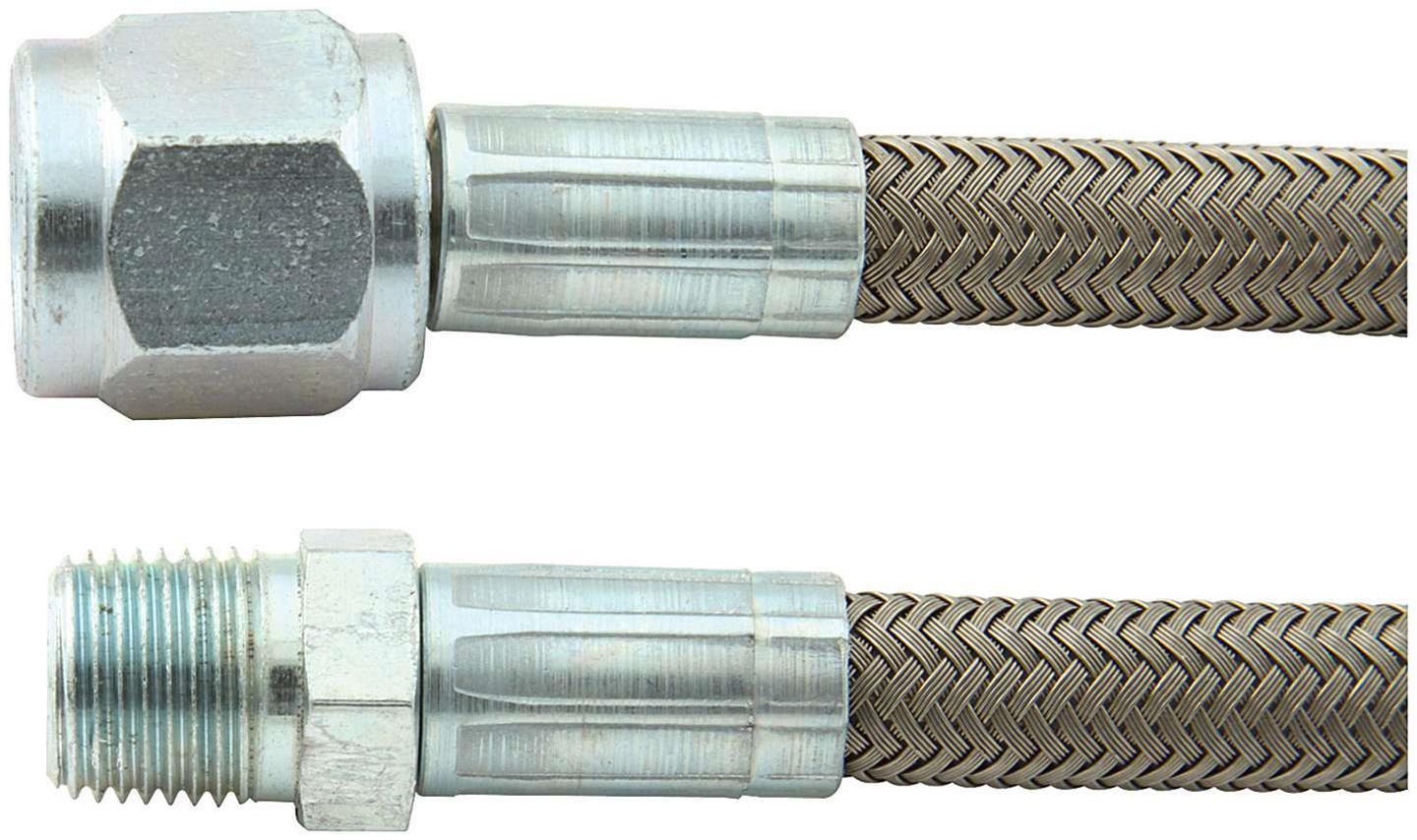 Allstar Performance Braided Steel Lines ALL46420-48 Brake Lines, Stainless Steel, -4 AN, Straight, 1/8 in. NPT, Male Threads, 48.00 in. Length, Each