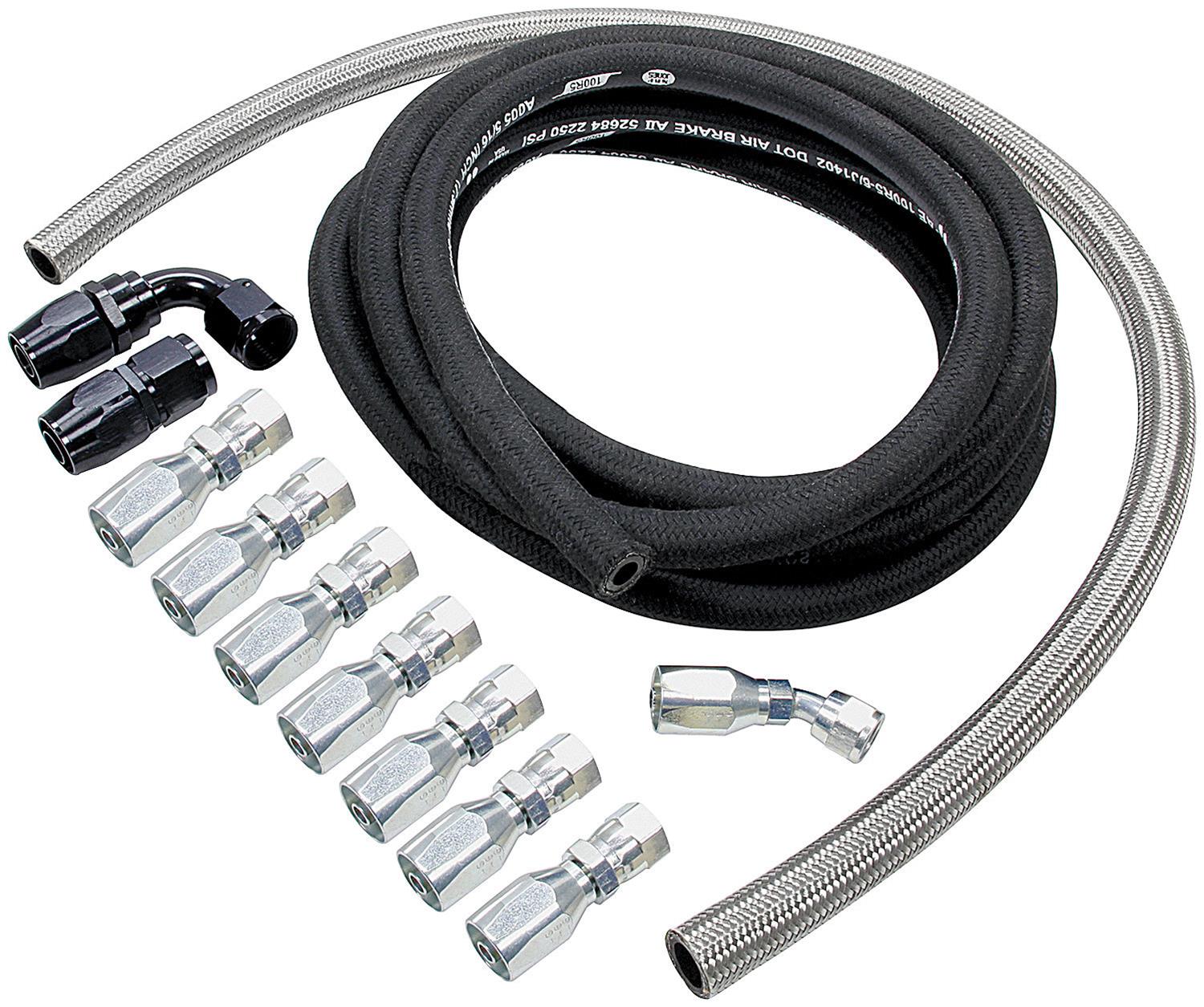 Allstar Performance Power Steering Hose Kits ALL48200 Hoses, -6 AN Size, 16 ft. Length, -10 AN Size, 3 ft. Length, Fittings, for Rack and Pinion, Kit