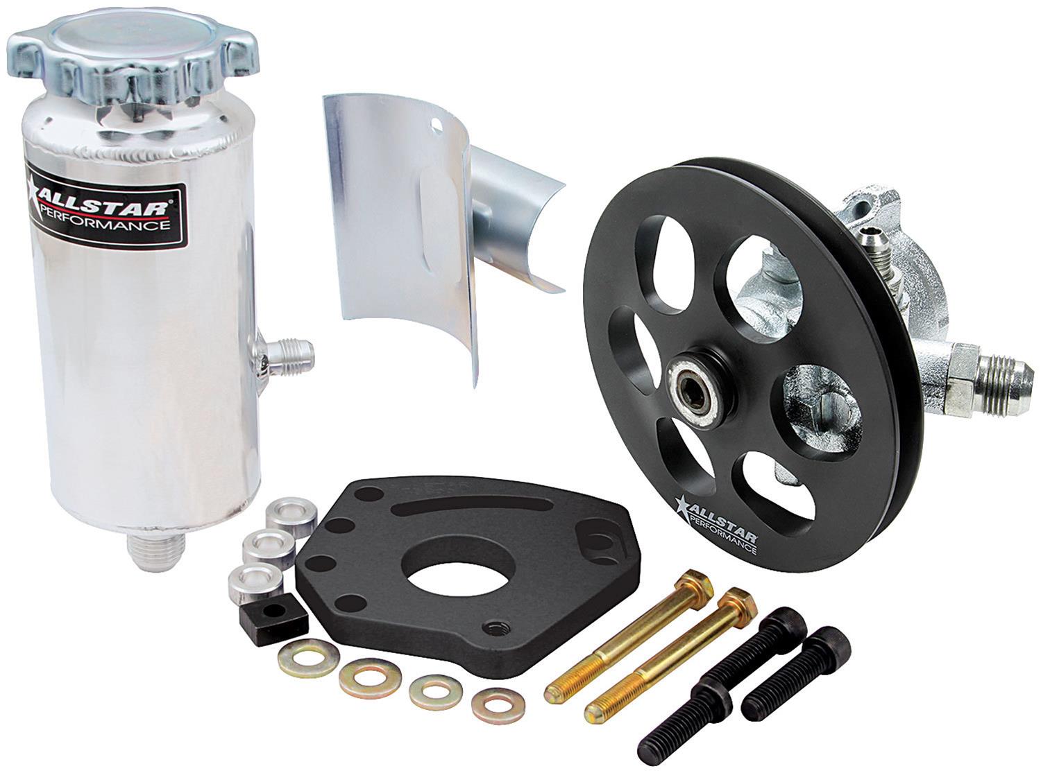 Allstar Performance Power Steering Kits ALL48240 Pulley Kit, V-Belt, Steel, Natural, Cylinder Head Mount, Driver Side, Chevy, Small Block, Short Water Pump, Kit