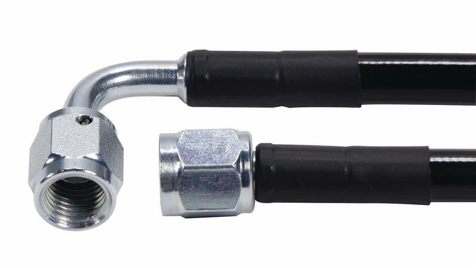 Allstar Performance Coated Stainless Steel Lines ALL48444-15 AN Hose Hose Assemblies, -4 AN Size, Braided Stainless, PTFE Lined, Straight/90 degree Female Threads Ends, Fittings, 15 in. Hose Length, Each
