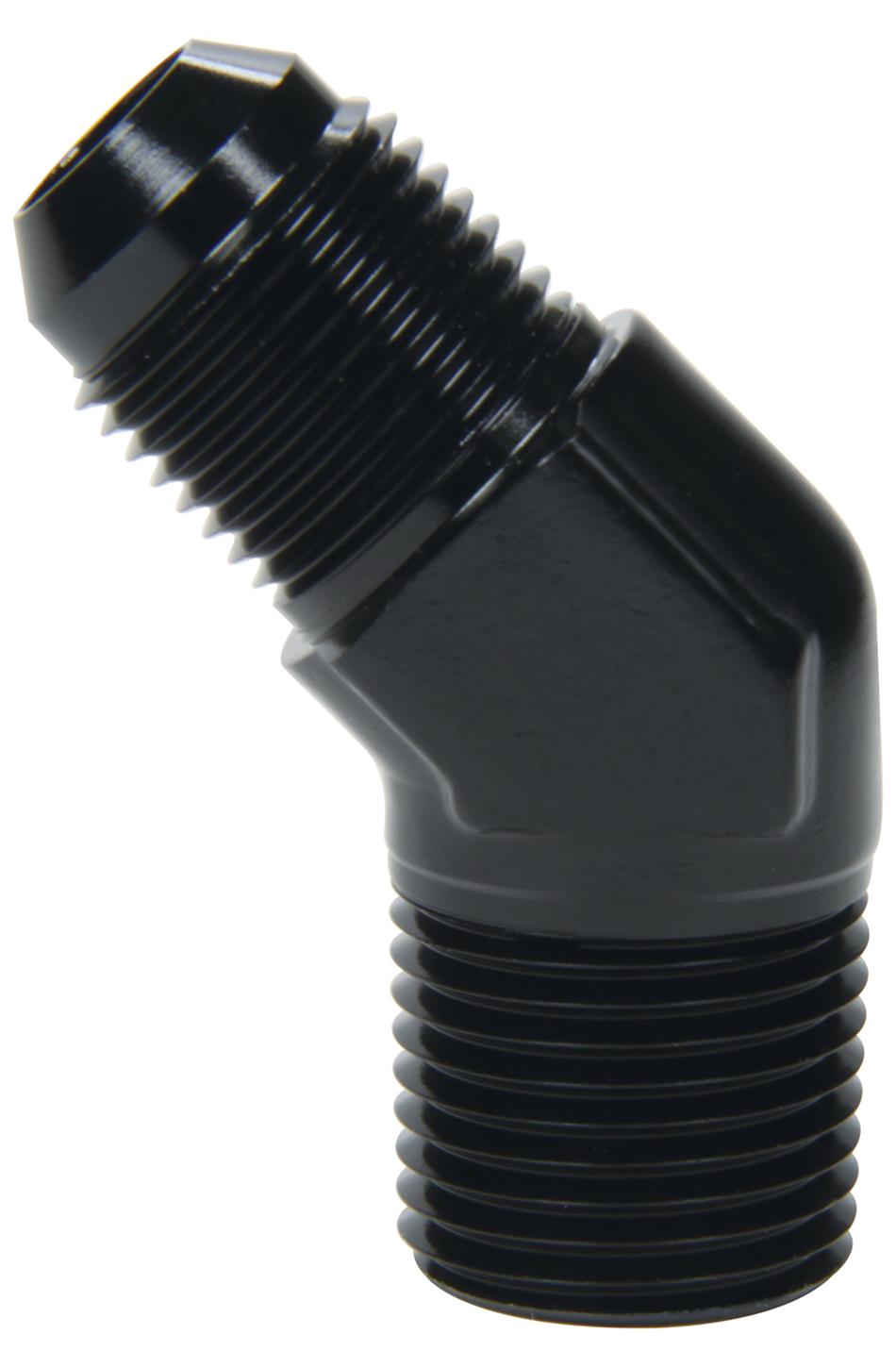 Allstar Performance AN to NPT Adapter Fittings ALL49539 Fitting, Adapter, NPT, 45 Degree, Aluminum, Black Anodized, -6 AN, Male 1/4 in. NPT, Each