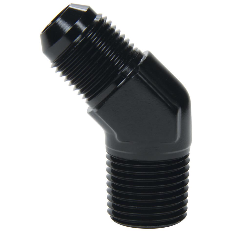 Allstar Performance AN to NPT Adapter Fittings ALL49544 Fitting, Adapter, NPT, 45 Degree, Aluminum, Black Anodized, -8 AN, Male 1/2 in. NPT, Each