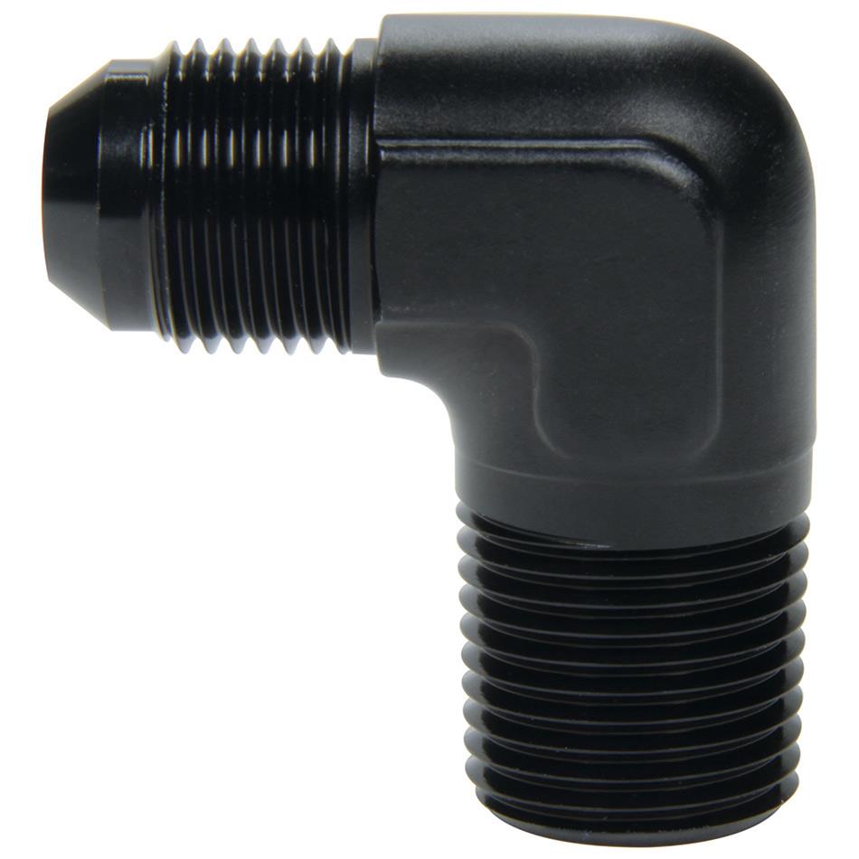 Allstar Performance AN to NPT Adapter Fittings ALL49574 Fitting, Adapter, NPT, 90 Degree, Aluminum, Black Anodized, -8 AN, Male 1/2 in. NPT, Each