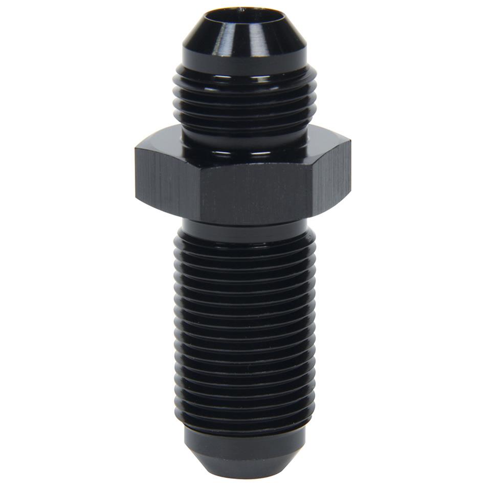 Allstar Performance Bulkhead Fittings ALL49615 Fitting, Bulkhead, Aluminum, Black Anodized, Straight, -12 AN, Male Threads, Each