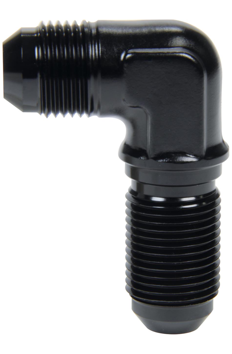 Allstar Performance Bulkhead Fittings ALL49622 Fitting, Bulkhead, Aluminum, Black Anodized, 90 Degree, -6 AN, Male Threads, Each