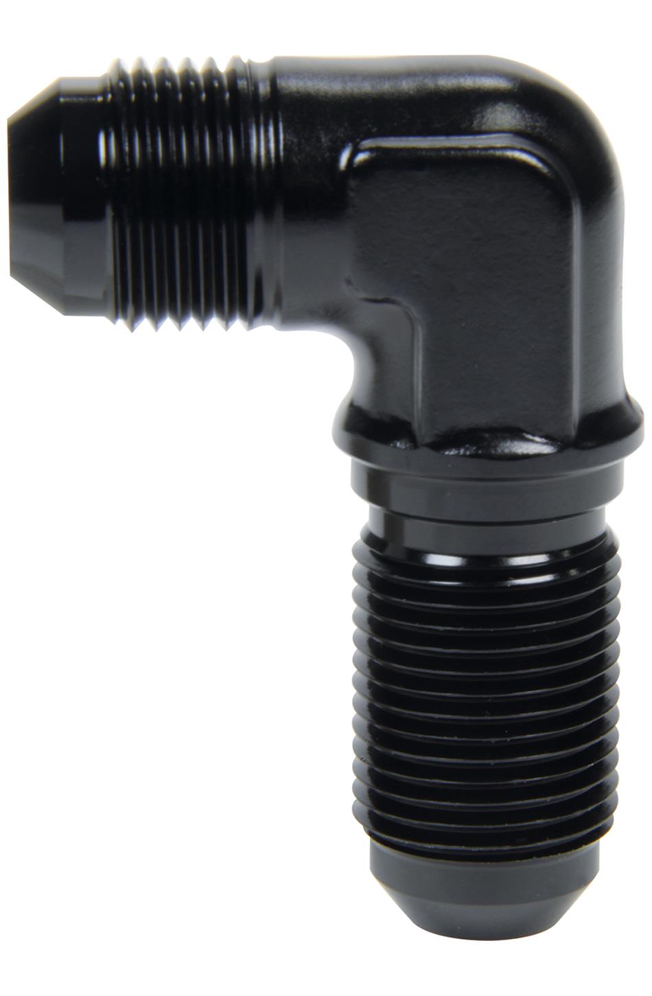 Allstar Performance Bulkhead Fittings ALL49625 Fitting, Bulkhead, Aluminum, Black Anodized, 90 Degree, -12 AN, Male Threads, Each