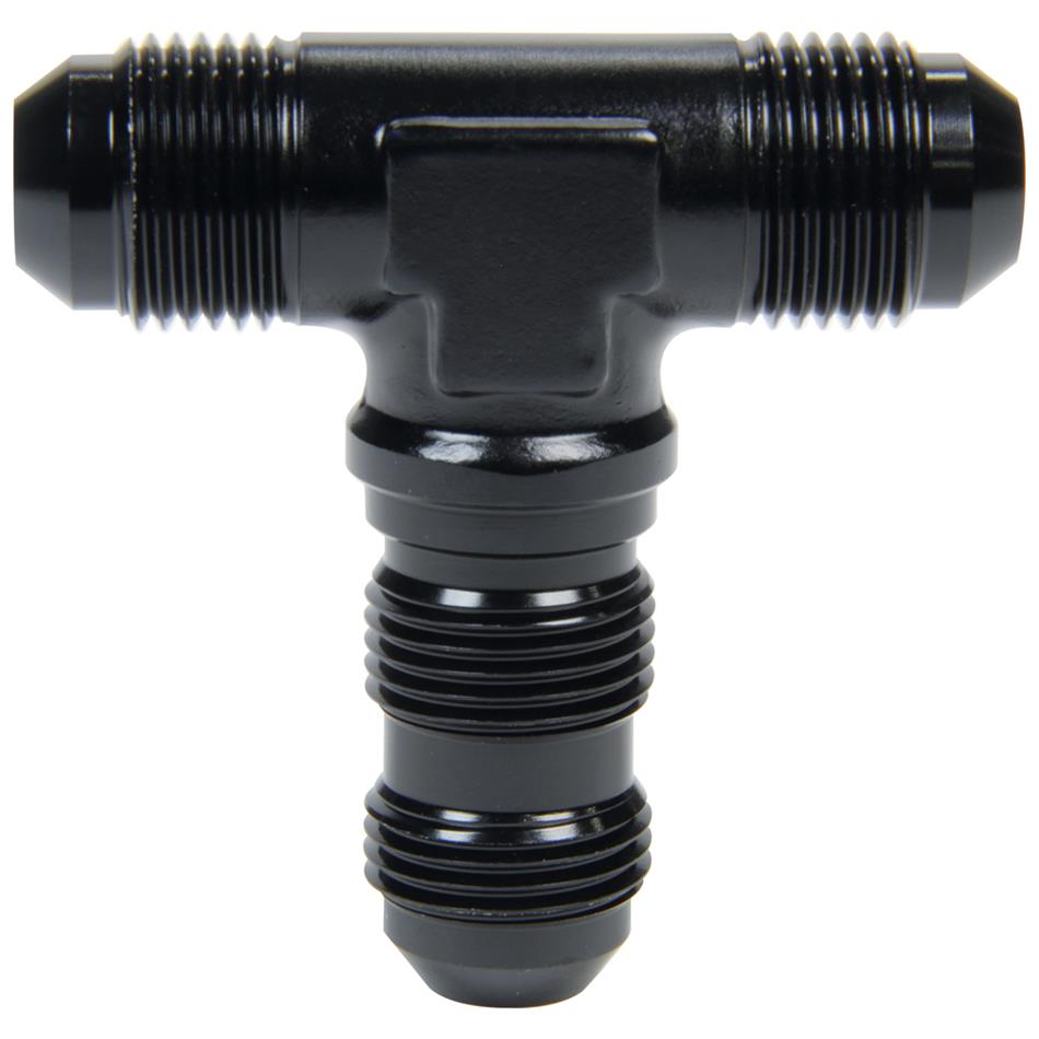 Allstar Performance Bulkhead Fittings ALL49630 Fitting, Bulkhead, Aluminum, Black Anodized, Tee, -3 AN, Male Threads, Each