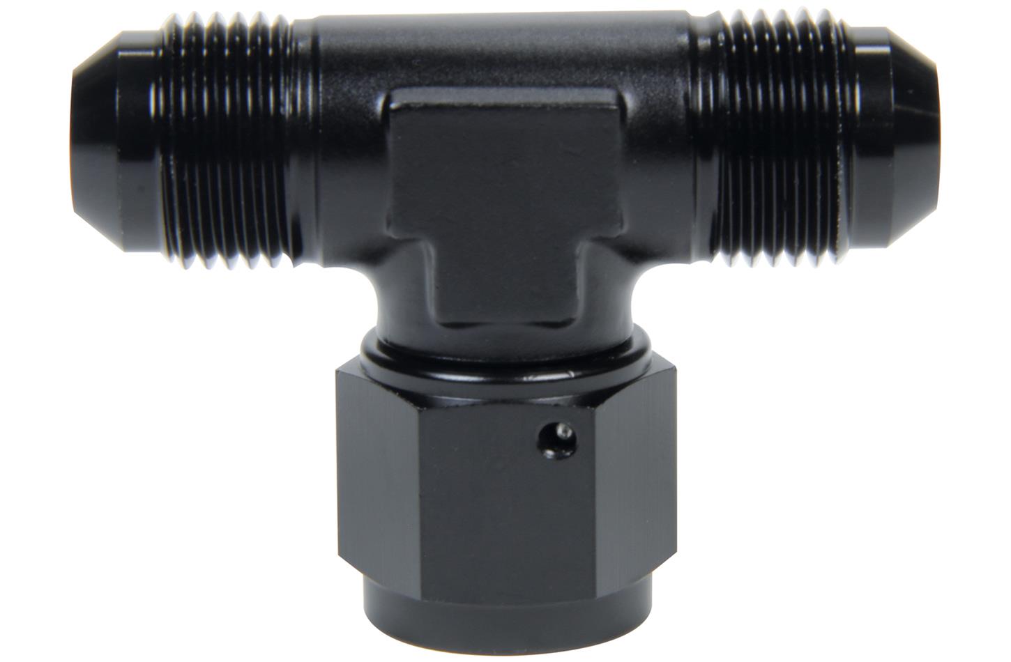 Allstar Performance AN Flare Tee Fittings ALL49652 Fitting, Tee, Aluminum, Black Anodized, Swivel, -6 AN, Male Threads, Each