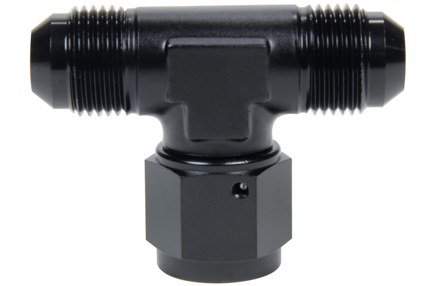 Allstar Performance AN Flare Tee Fittings ALL49653 Fitting, Tee, Aluminum, Black Anodized, Swivel, -8 AN, Male Threads, Each