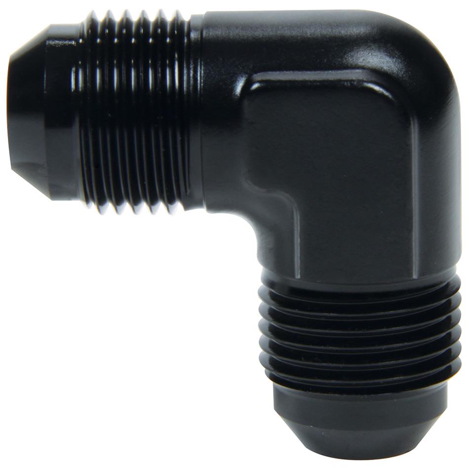 Allstar Performance AN Flare Adapter Fittings ALL49721 Fitting, Adapter, Union, Aluminum, Black Anodized, 90 Degree, -4 AN, Female Threads, Each