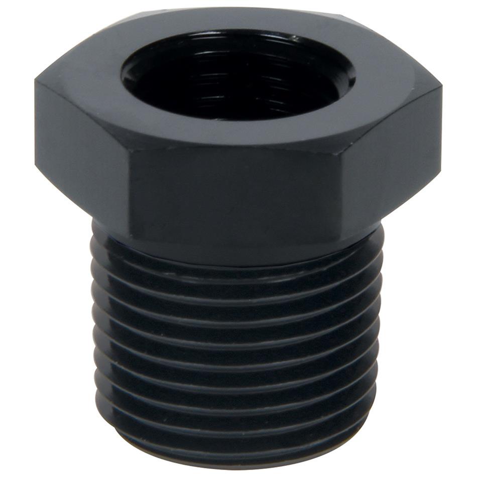 Allstar Performance NPT Reducer Fittings ALL49772 Fitting, Reducer, Aluminum, Black Anodized, Straight, 3/8 in. NPT, Male Threads, 1/4 in. NPT, Female Threads, Each