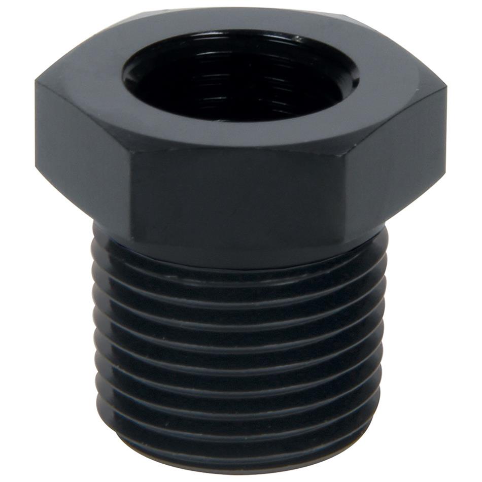 Allstar Performance NPT Reducer Fittings ALL49775 Fitting, Reducer, Aluminum, Black Anodized, Straight, 1/2 in. NPT, Male Threads, 3/8 in. NPT, Female Threads, Each