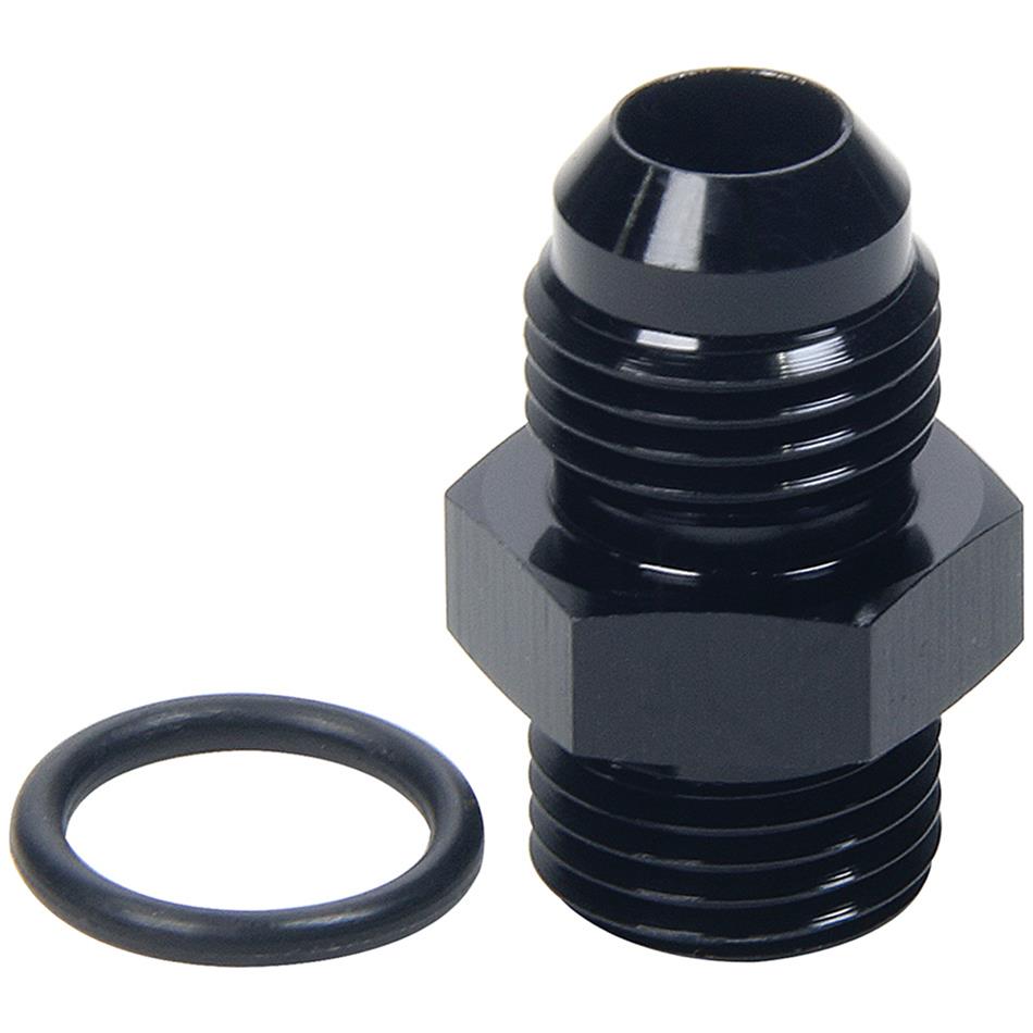 Allstar Performance AN Flare Adapter Fittings ALL49842 and Adapters, Fittings, Straight, Aluminum, Black, -8 Male AN, -8 Male Straight Cut O-ring, Each