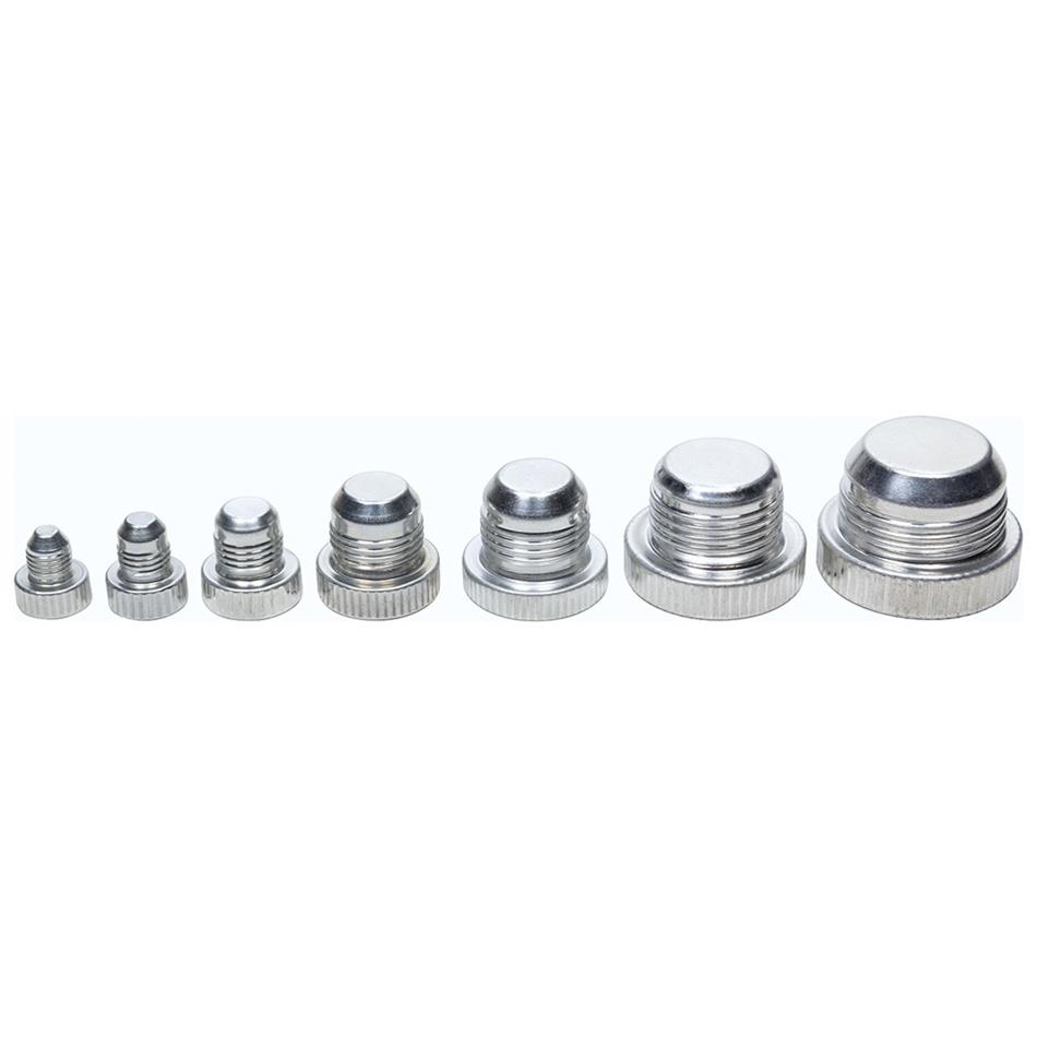 Allstar Performance Cap and Plug Kits ALL50830 AN Plugs, Aluminum, Natural, Five of Each Size -3 AN to -16 AN Male, Kit