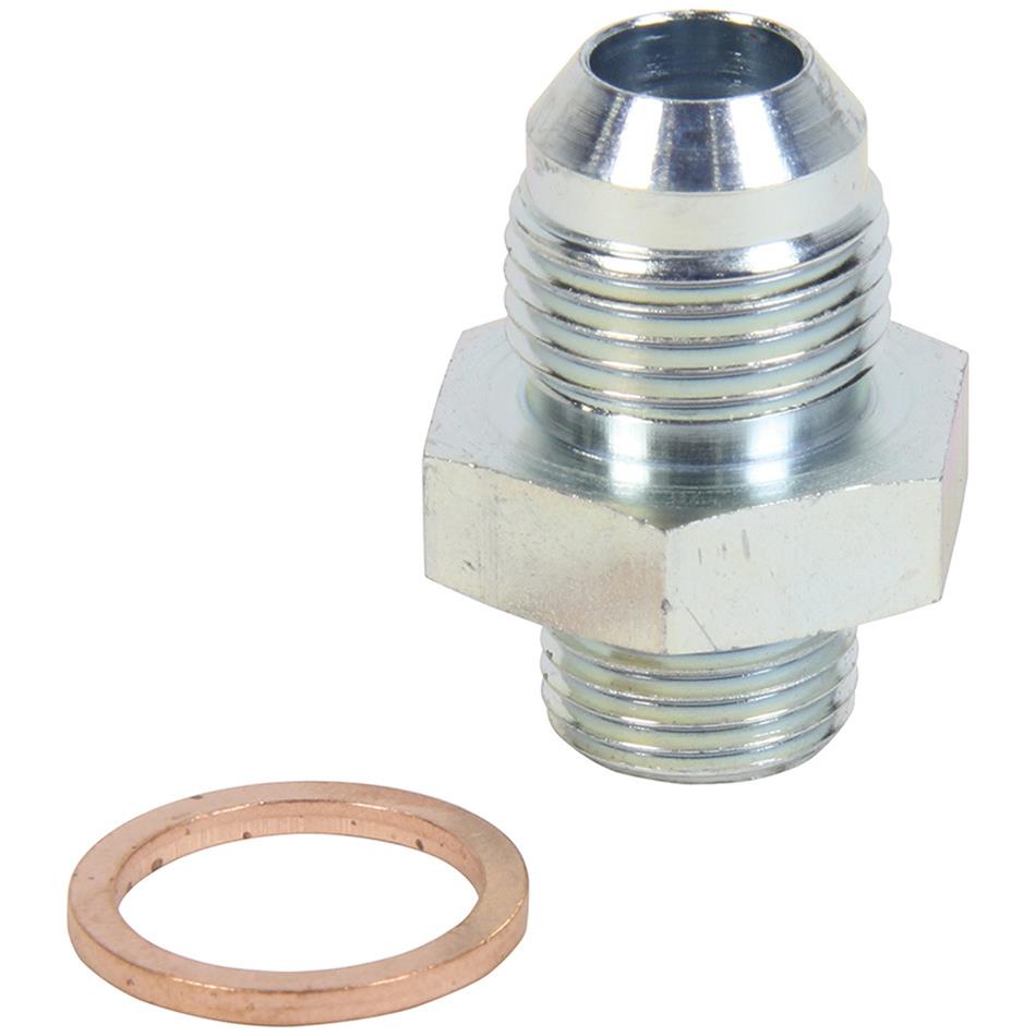 Allstar Performance AN Flare Adapter Fittings ALL50915 and Adapters, Fittings, Straight, Steel, Zinc Color, -8 Male AN, 5/8 in.-18 UNF Male Threads, Each