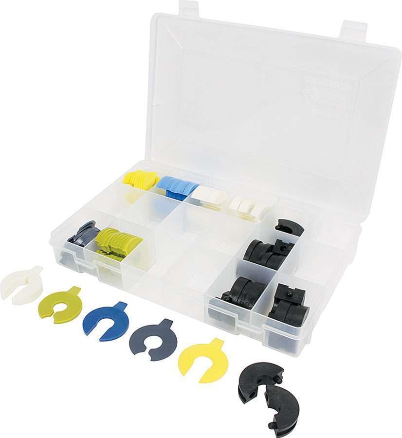 Allstar Performance Bump Stop Components ALL64442 Shock Components, Shims, Assortment of U-shaped Shims, Semi-solid, and 2-piece Shims, 16mm Shock Shaft Diameter, Set of 60