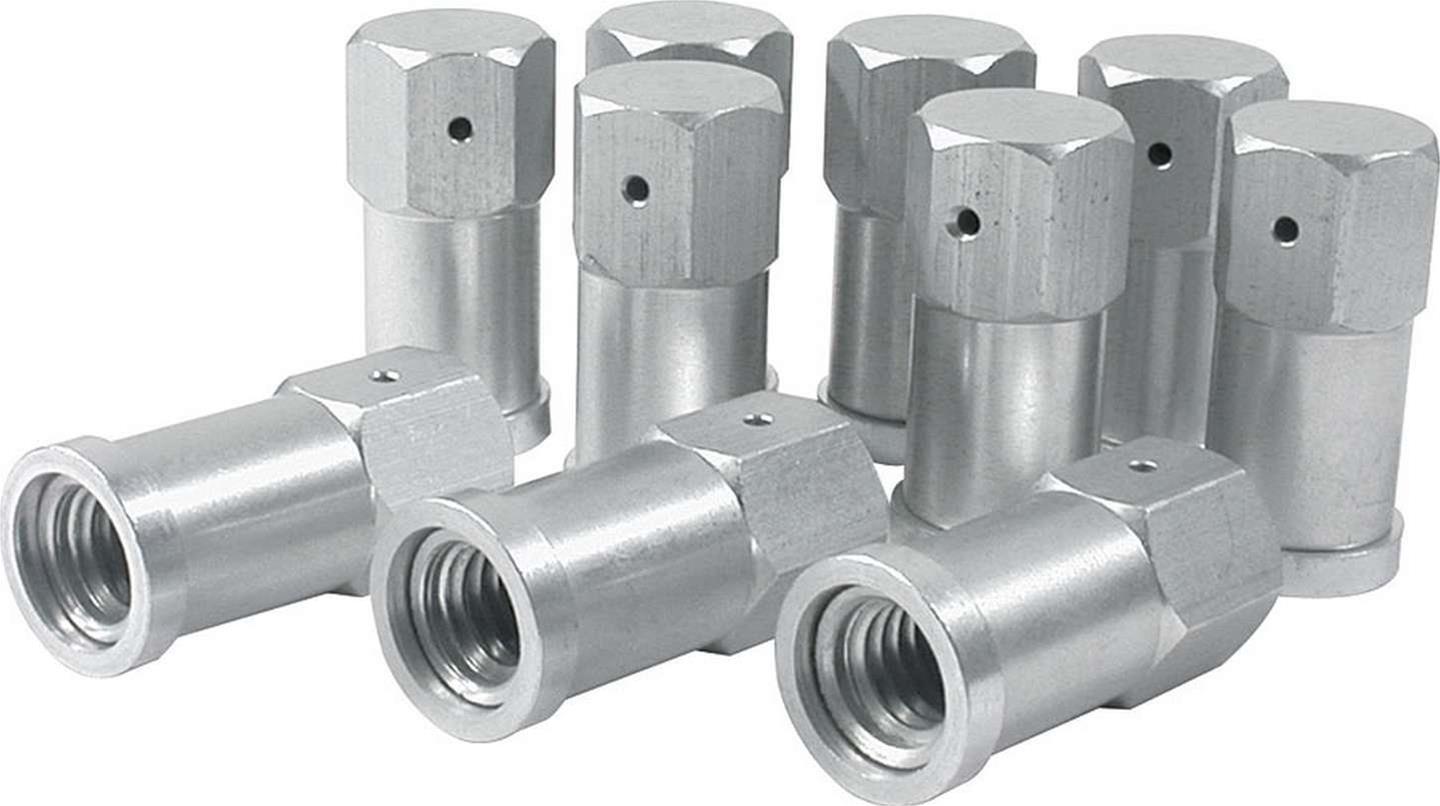 Allstar Performance Aluminum Quick-Change Cover Nuts ALL72060 Nuts, Hex, Aluminum, Natural Finish, for 3/8-16 in. Thread Size, Predrilled, Set of 10