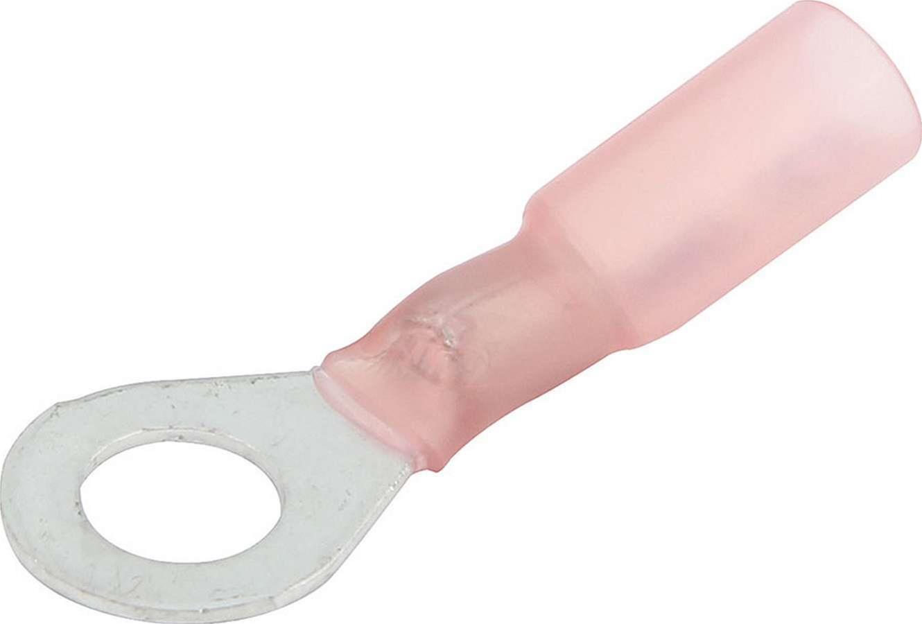 Allstar Performance Terminal Connectors ALL76064 Electrical Wiring Connectors, Tin Plated Copper, 1/4 in. Stud Ring with Shrink Sleeve, Male, 18-22 Gauge, Set of 10