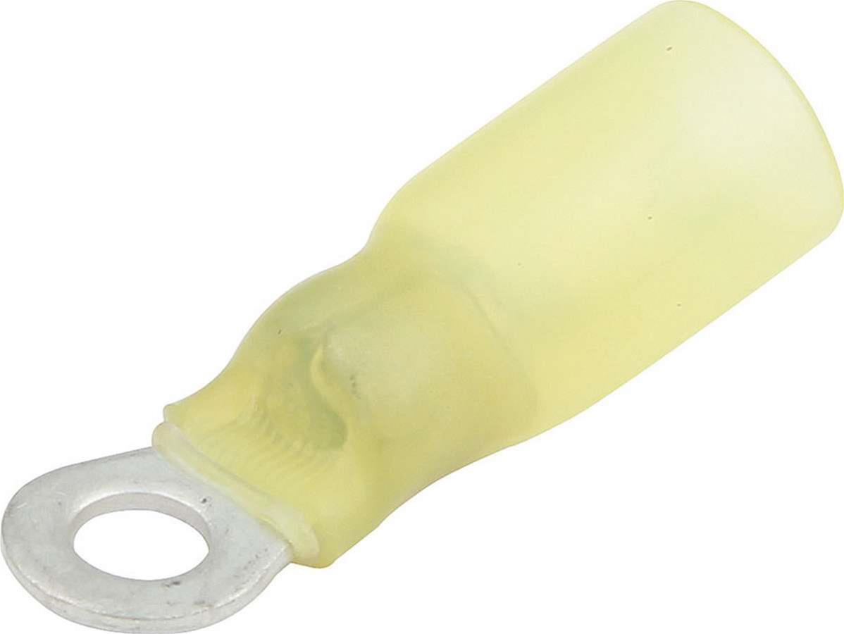 Allstar Performance Terminal Connectors ALL76082 Electrical Wiring Connectors, Tin Plated Copper, #8 Stud Ring with Shrink Sleeve, Male, 10-12 Gauge, Set of 10