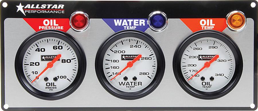 Allstar Performance Gauge Panel Kits ALL80091 Kit, Analog, Console, 2 5/8 in., Water Temperature, Oil Pressure, Oil Temperature, Kit