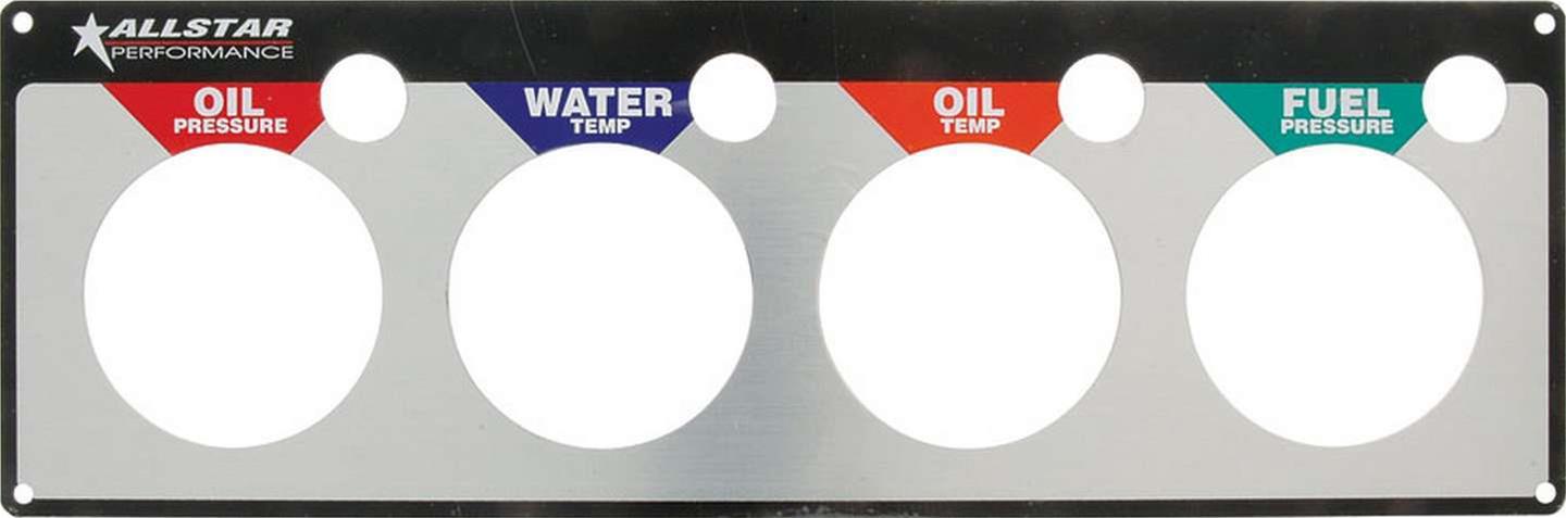 Allstar Performance Gauge Panels ALL80128 Panels, Four Type, Aluminum, Black/Silver, 4.500 in. Height, 13.750 in. Length, 2 5/8 in. Diameter, Each