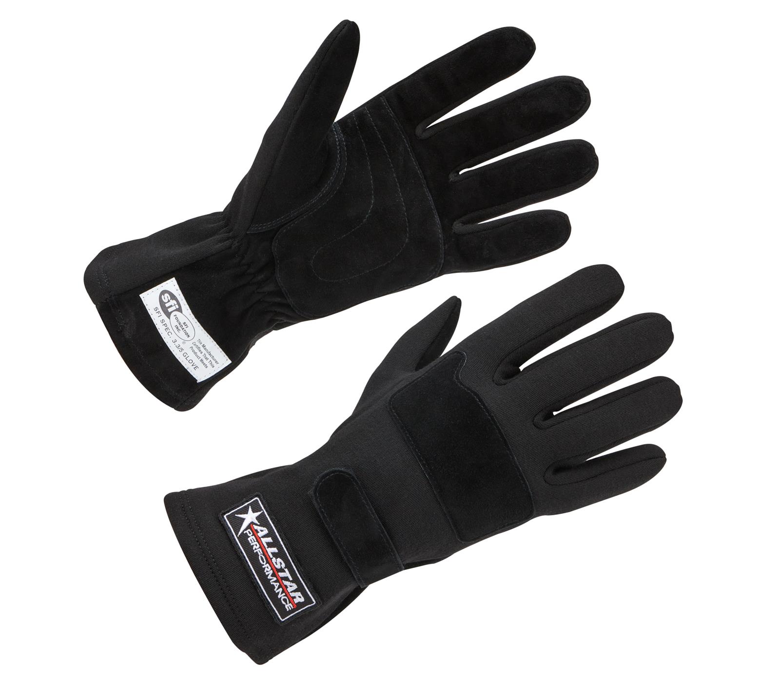 Allstar Performance Double-Layer SFI 3.3/5 Driving Gloves ALL915016 Gloves, Double Layer, SFI-3.3/5, Aramid, Black, 2X-Large. Pair
