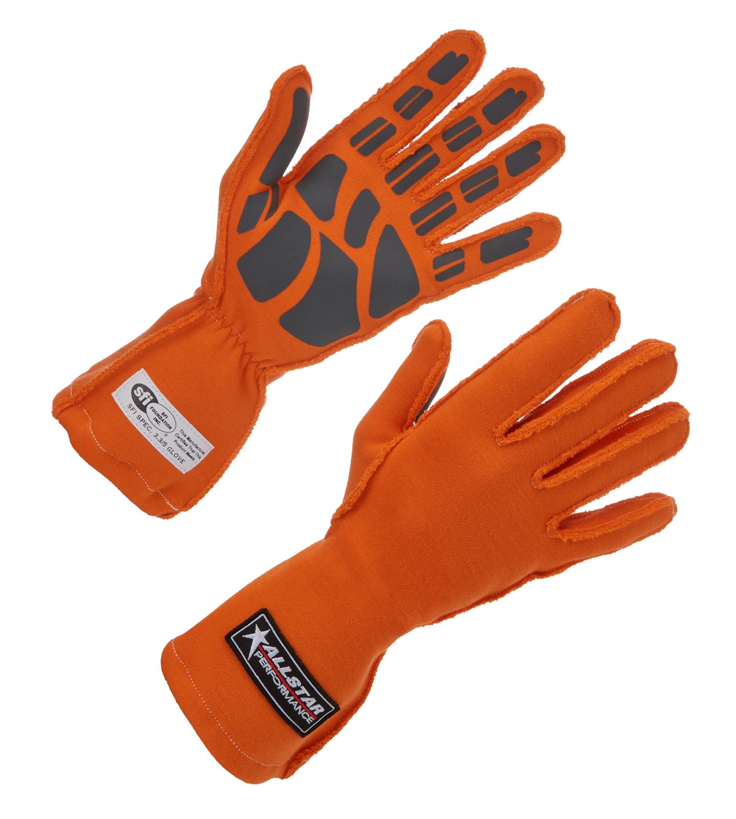 Allstar Performance Driving Gloves ALL916041 SFI 3.3/5 Outseam D/L SM Orange