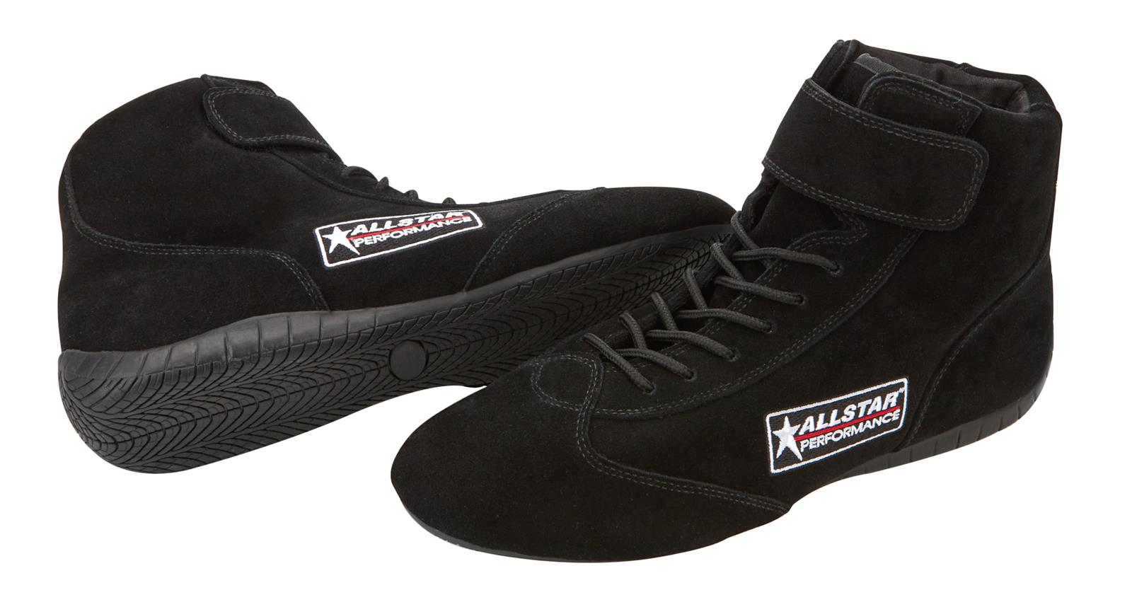Allstar Performance Mid-Top Driving Shoes ALL919090 Shoes, Mid-Top, SFI 3.3/5, Black, Suede, Men's Size 9, Pair