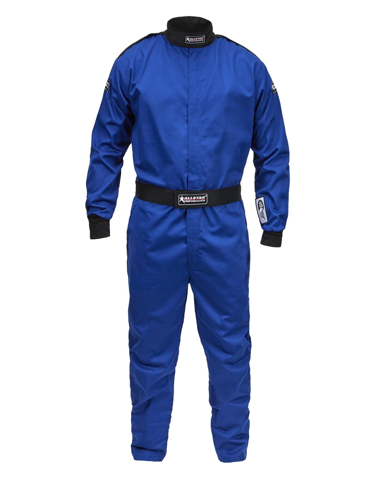 Allstar Performance Single-Layer Driving Suits ALL931026 Suit, One-Piece, Single Layer, Pyrovatex, Men's 2X-Large, SFI 3.2A/1, Blue, Each