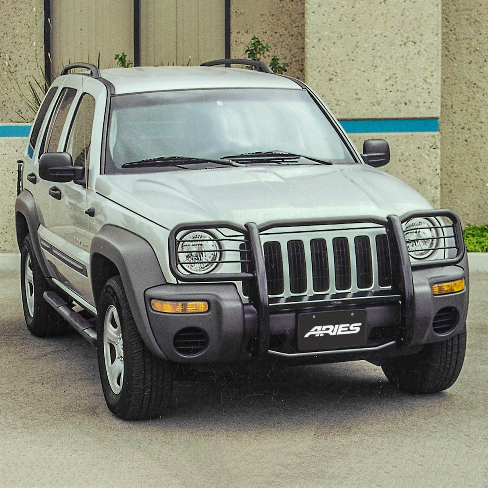 Aries Automotive Grille Guards for 2002-2004 LIBERTY - 1045 Guard, Brush Guard, Steel, Black Powdercoated, Jeep, Each