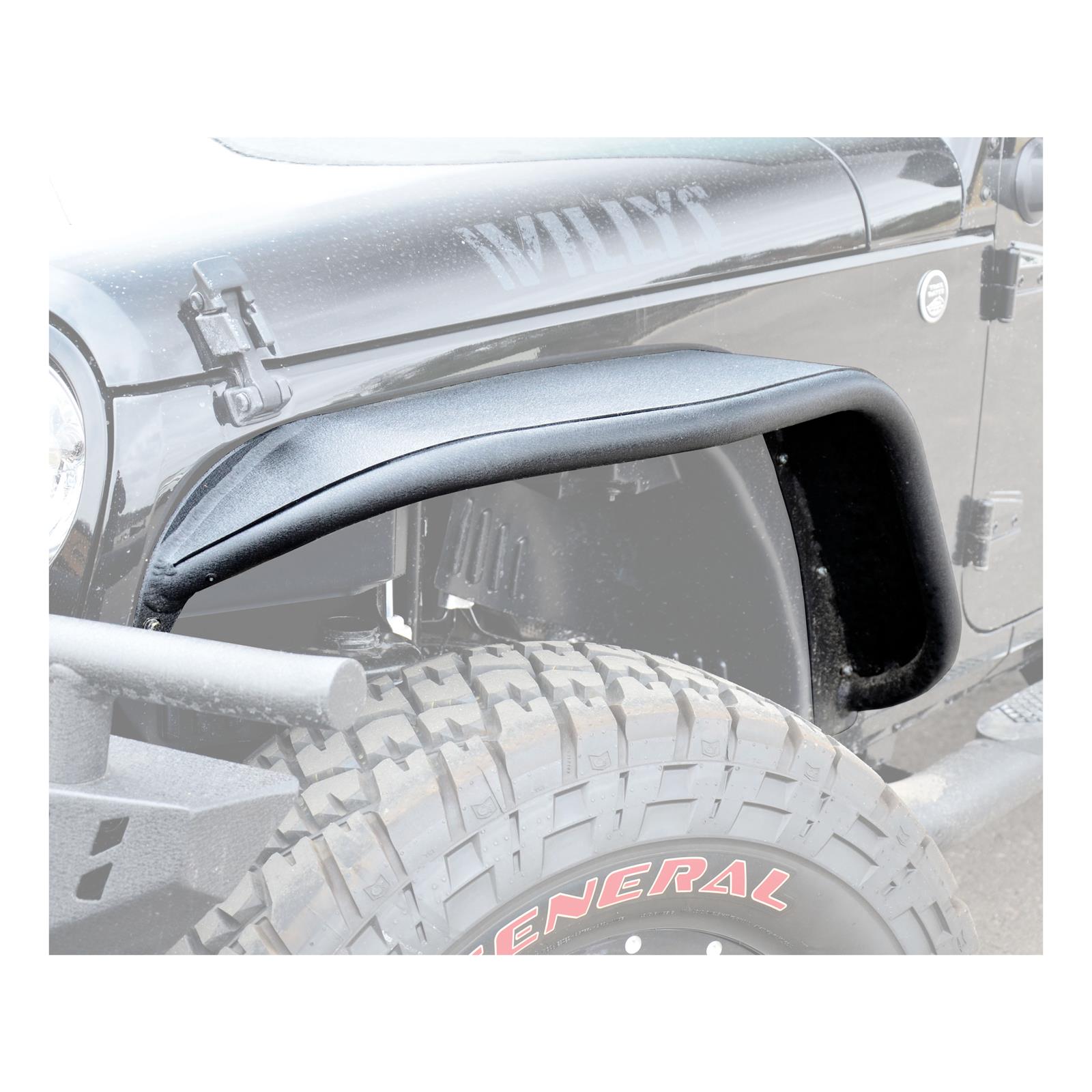 ARIES Automotive - Fender Flares for 2007-2017 WRANGLER, 2018 WRANGLER JK 1500201 Flares, Front 2007-15 FLAT FENDERS/FRONT/BLK ALUM thumbnail 4