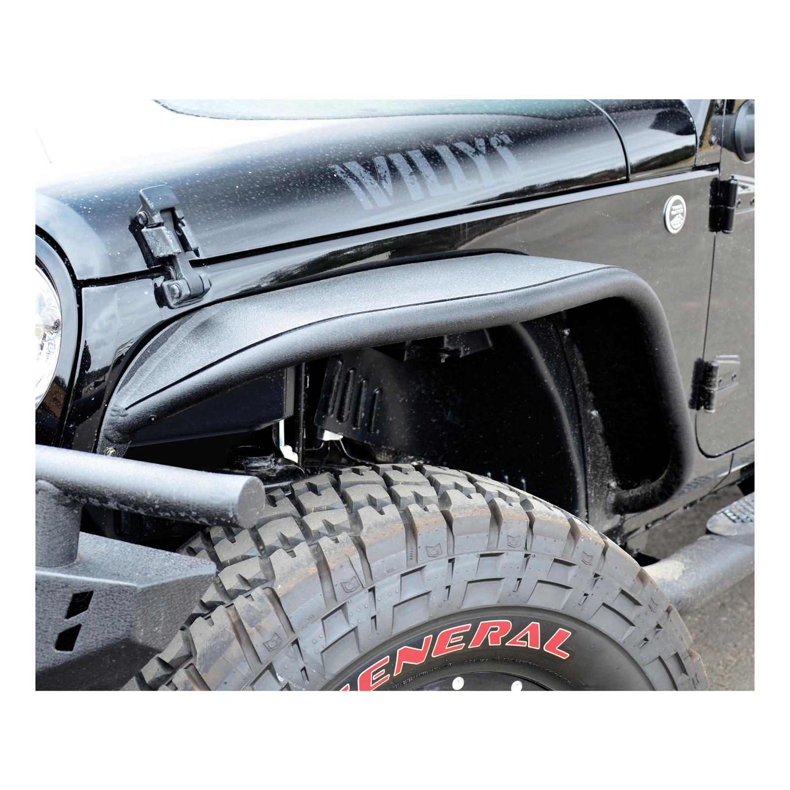 ARIES Automotive - Fender Flares for 2007-2017 WRANGLER, 2018 WRANGLER JK 1500201 Flares, Front 2007-15 FLAT FENDERS/FRONT/BLK ALUM thumbnail 3