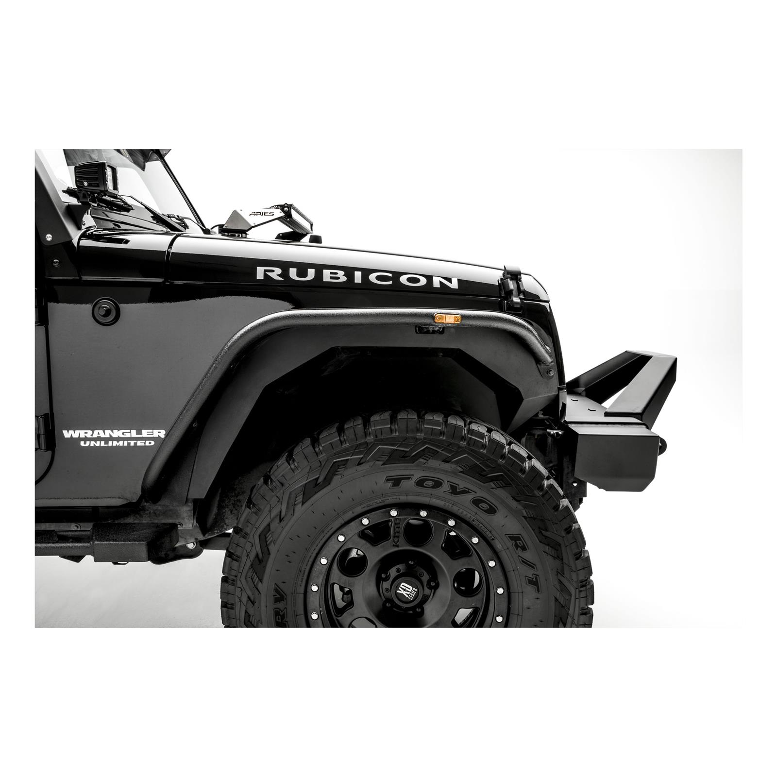 ARIES Automotive - Fender Flares for 2007-2017 WRANGLER, 2018 WRANGLER JK 1500201 Flares, Front 2007-15 FLAT FENDERS/FRONT/BLK ALUM thumbnail 9